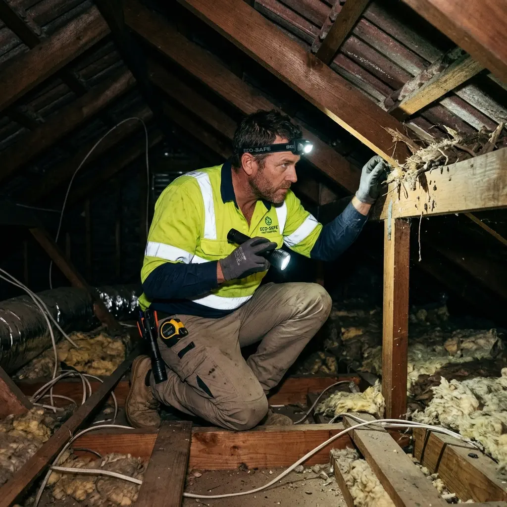 Technician using detection equipment to locate a dead rat inside a Leopold wall cavity